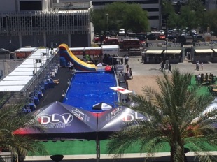 These are one day events, so they have strike the pool and stage each time.