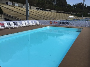 Manchester United Logo surrounded the pool area