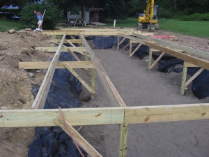 Hole dug and deck framework built